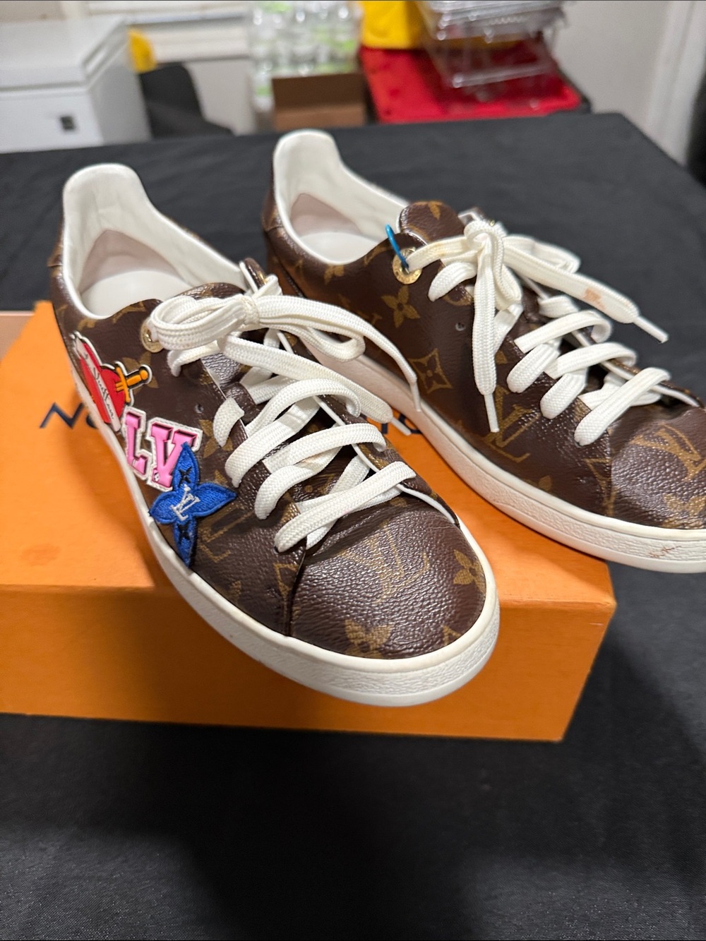 Louis Vuitton Brown Monogram Low-Top Sneakers with Patch Detail